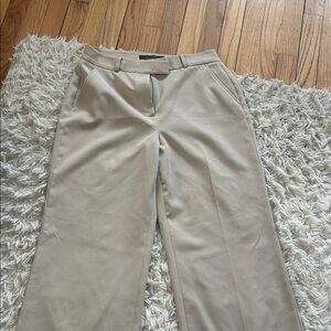 White House Black Market Cream Wide-Leg Trousers with Front Pockets